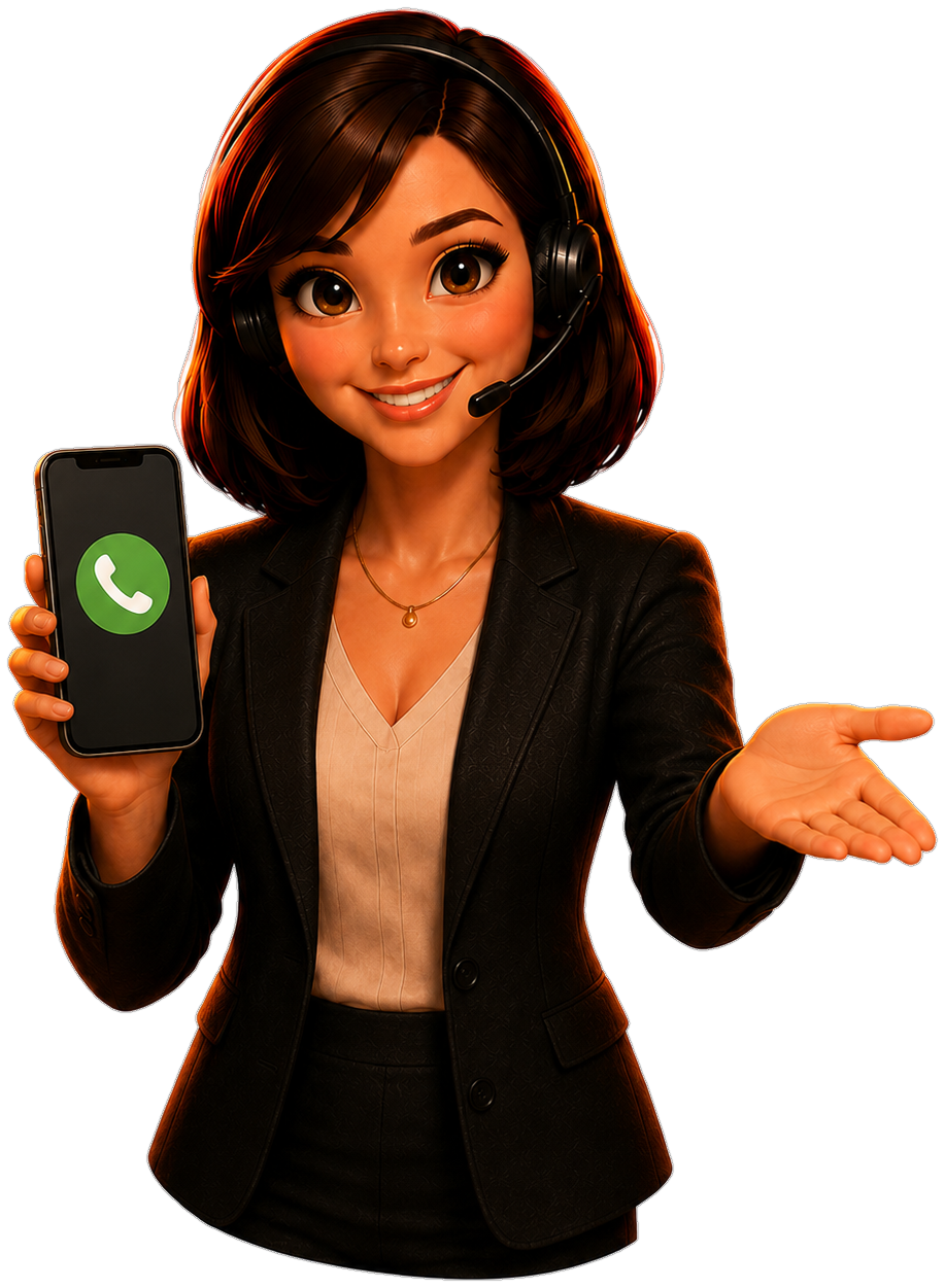 Agente PizzerIA, téléphone en main, qui vous invite à appeler